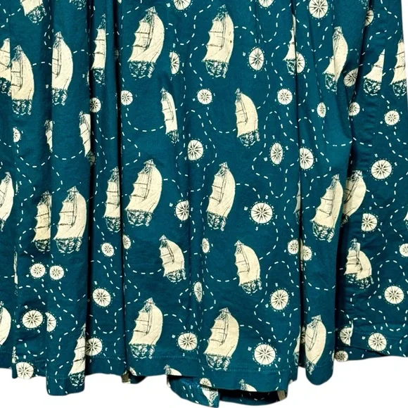 Sourpuss Retro Sailboat Nautical Rockabilly Pinup Sweetheart Neckline Dress XL - Picture 8 of 10